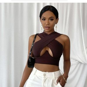 Brown crossbody sexy crop